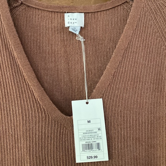 A new day womens brown v neck sweater dress - Picture 4 of 4